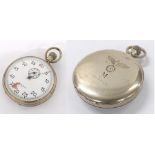 German WWII U- Boat officer's nickel cased stopwatch, the dial with Arabic seconds and subsidiary