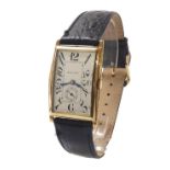 Rolex 9ct rectangular gentleman's wristwatch, circa 1928, signed silvered dial; with exaggerated