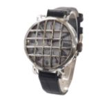 Silver WWI wire-lug gentleman's trench watch, import hallmarks London 1914, the enamel dial with