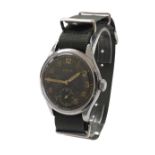 Eterna Military style stainless steel gentleman's wristwatch, case no. 2872589, black dial with