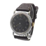 Marvin Military style gentleman's wristwatch, black dial with Arabic numerals, outer minute track