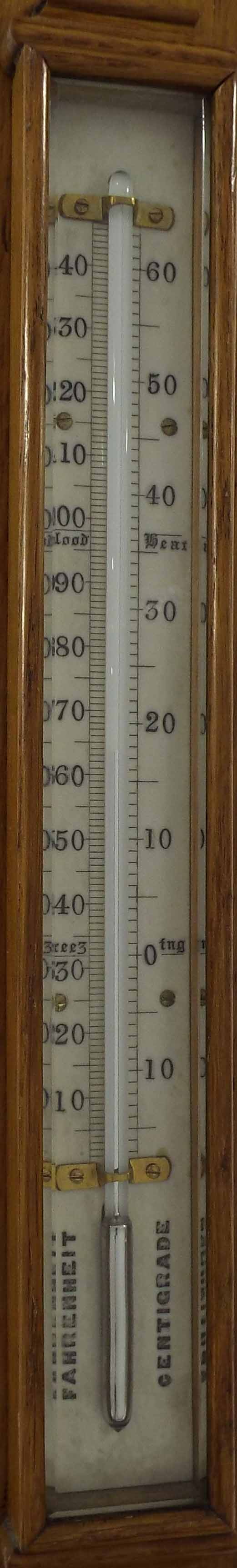 English light oak stick barometer/thermometer signed Carpenter & Westley, 24 Regent St, London, - Image 3 of 3