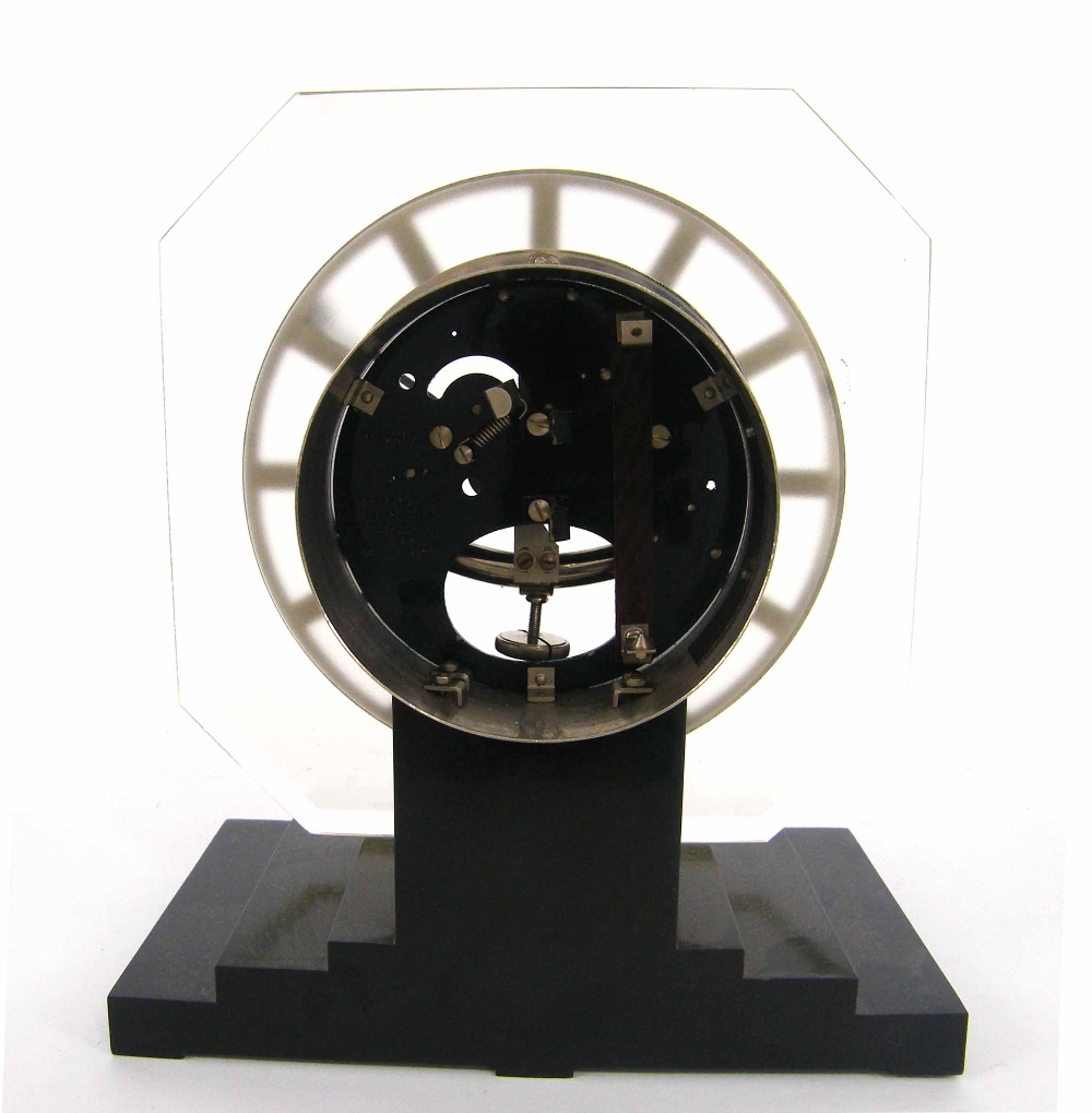Ato electric mantel clock, the 5.25" silvered Perspex chapter ring within an octagonal surround - Image 2 of 2