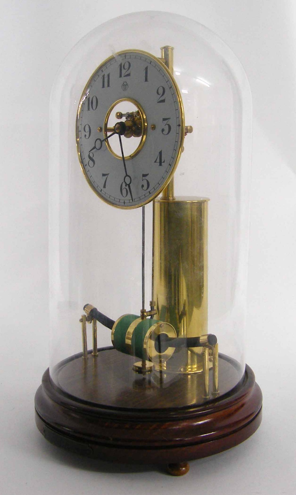 Electric mantel clock, the 5.25" white chapter ring bearing the maker's logo MFB and inscribed - Image 3 of 3