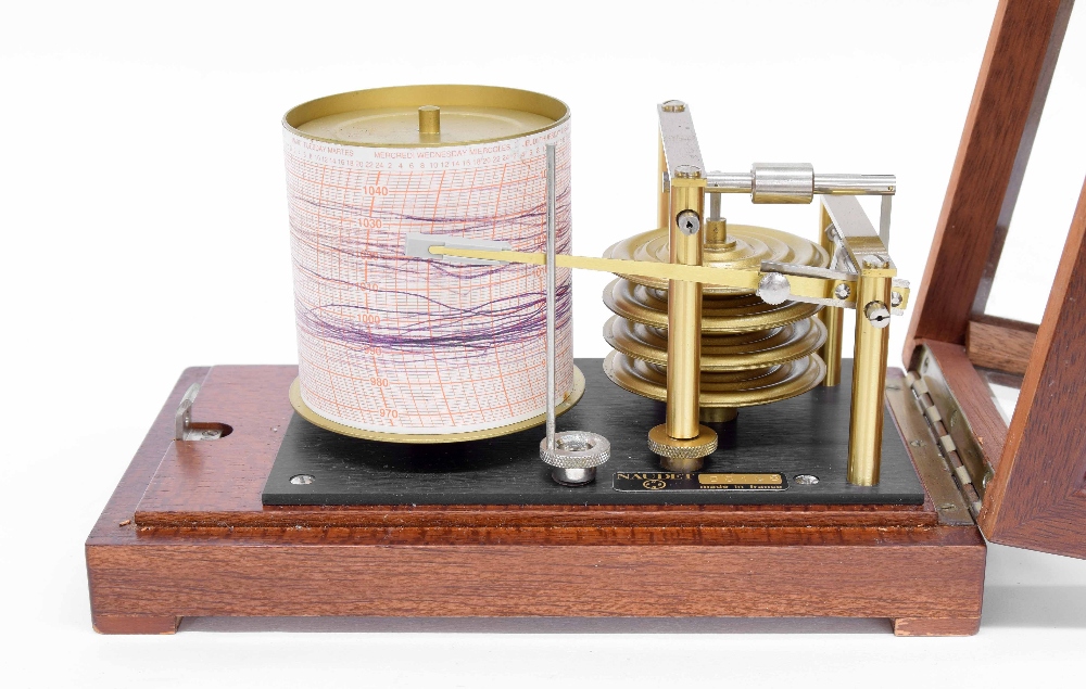 Small French mahogany barograph bearing the maker's plaque of Naudet no. 56166, within a glazed - Image 2 of 3