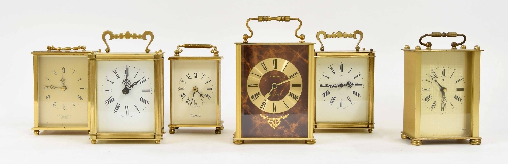 Six various electric carriage clocks, tallest 6.75" high (6)
