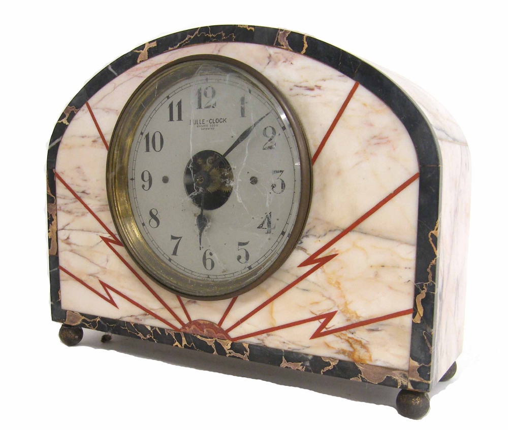 Bulle-Clock electric mantel clock the 5.25" silvered dial with skeletonised centre, within a rounded