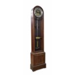 Rare Bentley electric longcase master clock, the 11.25" silvered chapter ring enclosing a