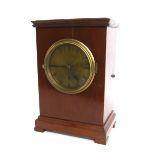 Mahogany single fusee mantel clock timepiece, the 5" brass dial within a stepped case, 13" high (
