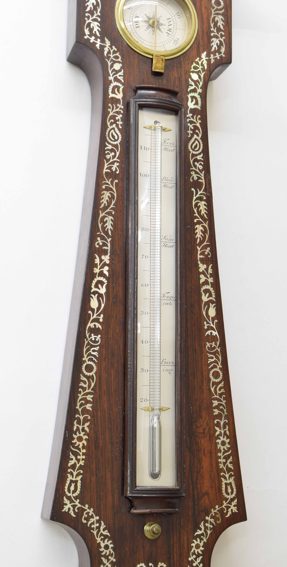 Good four glass rosewood and mother of pearl inlaid banjo barometer, the 10" principal silvered dial - Image 2 of 3