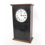 Reason MFG electric mantel clock, the 5.75" white dial within an oak stepped panelled case, 18" high