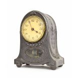Unusual Bulle electric mantel clock, the 3.5" cream dial over an oval pendulum window and within a