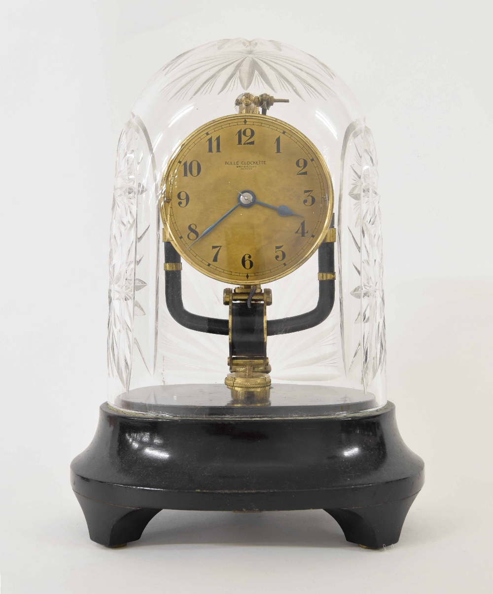 Bulle Clockette electric mantel clock, the 3.5" brass dial signed Bulle Clockette, Brevete S.G.D.
