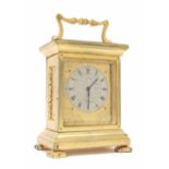 English ormolu carriage clock timepiece, the movement back plate signed C. Jorg, Old Kent Road,