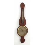 Early mahogany banjo barometer/thermometer, the 8" silvered dial signed Poneione Colombo, no. 180