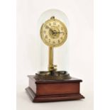 'Rebesi' electric mantel clock, the 3.5" silvered dial under a glass dome and upon a stepped