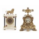 French gilt metal and onyx mantel clock, the 3.5" onyx dial signed Montiel, Toulouse, within an