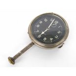 Waltham Military eight day aircraft clock, the 2.75" black dial with subsidiary seconds dial