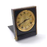 Jaeger-LeCoultre small travelling Memovox alarm desk clock timepiece, no. 1137938, signed