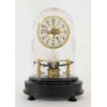 Bulle Patent electric mantel clock, the 5" silvered twenty-four hour dial with skeletonised