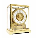 Jaeger LeCoultre Atmos clock, the 4.25" white chapter ring enclosing a skeletonised centre, no.