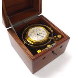 Hamilton Model 22 marine chronometer, the 2.25" silvered dial signed Hamilton Watch Co. Lancaster,