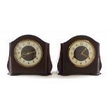 Two similar Smiths of Enfield Bakelite cased two train mantel clocks, tallest 7.5" (2)