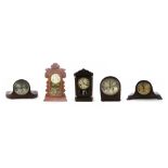 Ansonia Clock Co. gingerbread two train mantel clock striking on a gong, 22.5" high (pendulum and