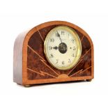 Bulle-Clock mantel clock the 5.25" silvered dial within a birds eye maple and satinwood banded