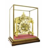 Fine and rare architectural double fusee skeleton clock in the manner of William Congreve and Robert