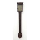 Mahogany stick barometer, signed Charles Halifax, Howorth on the paper scale, over a flat boxwood