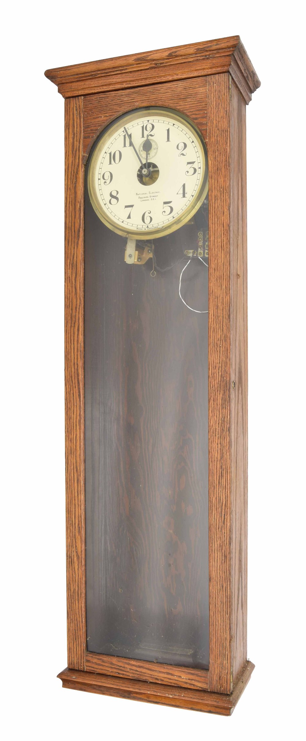 National electric master clock, the 9.25" cream dial inscribed National Electric, Aquinas Street,