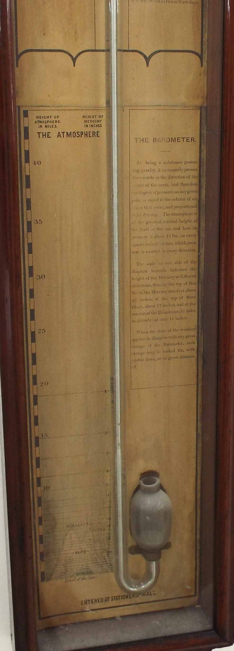 Admiral Fitzroy barometer (lacking thermometer), within a mahogany case - Image 3 of 3