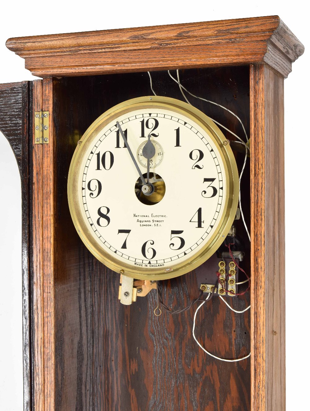 National electric master clock, the 9.25" cream dial inscribed National Electric, Aquinas Street, - Image 2 of 2