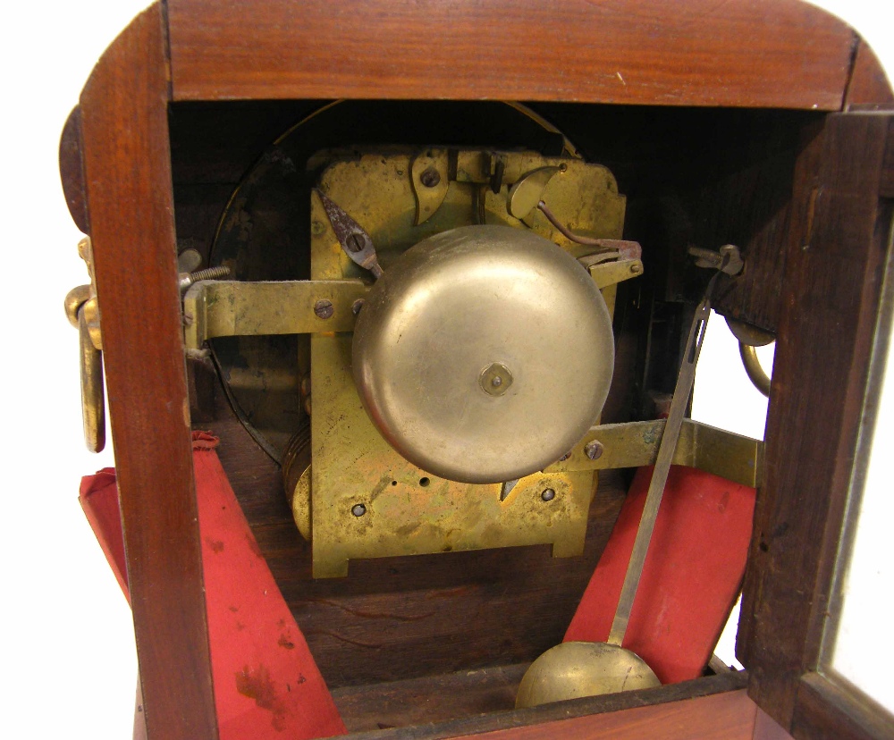 Mahogany double fusee bracket clock in need of extensive restoration, the 8" cream dial within a - Image 2 of 2