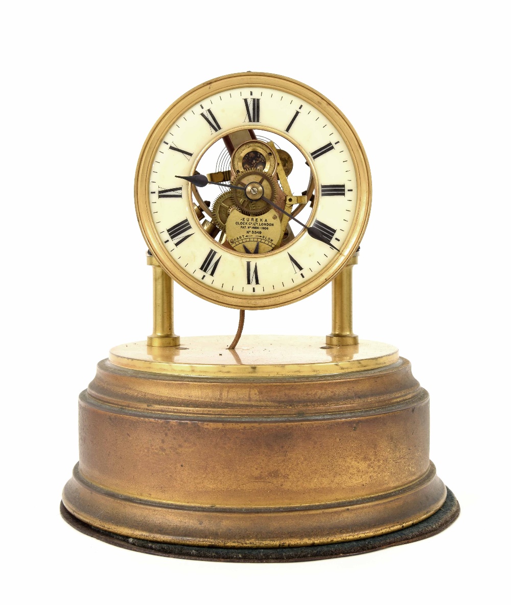 Good Eureka electric mantel clock, the 4.25" cream chapter ring enclosing a skeletonised centre - Image 3 of 3