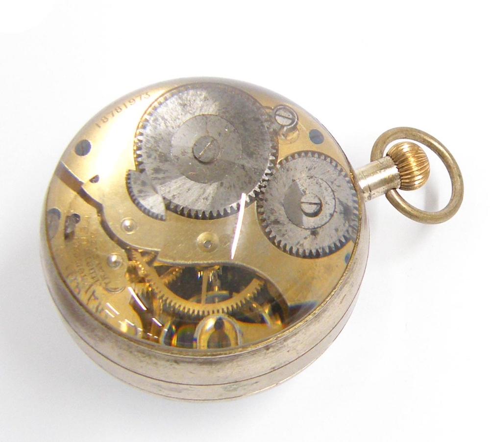 Waltham desk ball clock watch, the movement signed American Waltham, U.S.A. Traveler, no. - Image 2 of 2