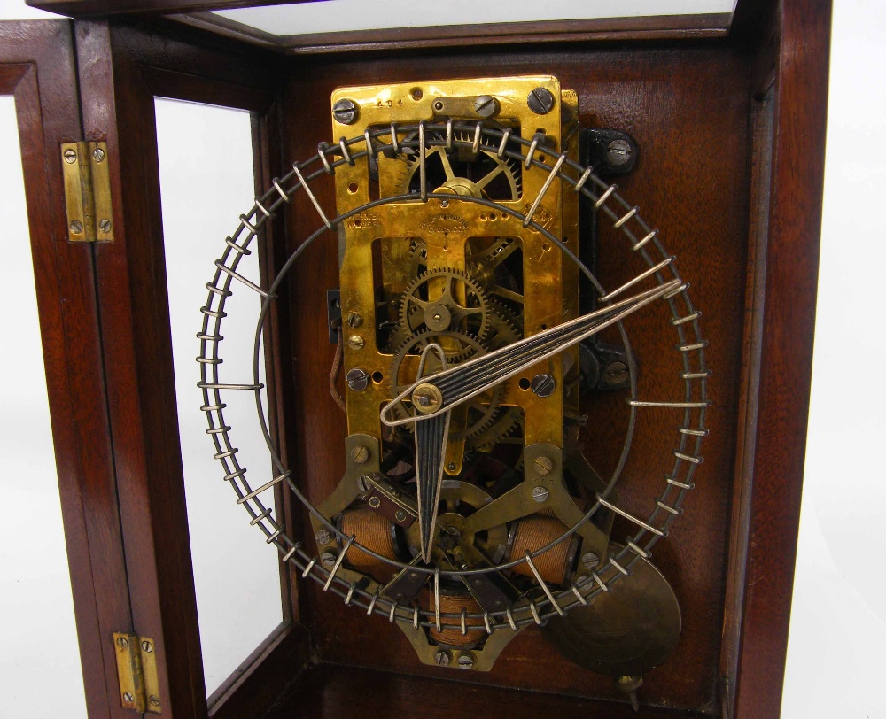 Unusual skeleton electric clock inscribed on the front movement plate Self Winding Clock Co., - Image 2 of 2