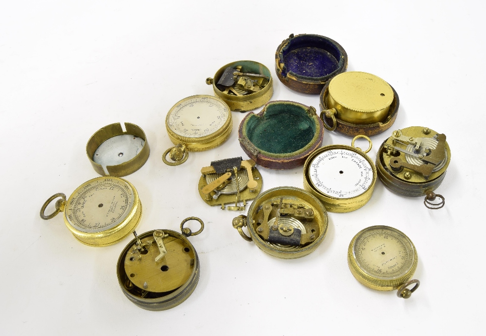 Small collection of pocket barometers and parts, mainly in need of restoration