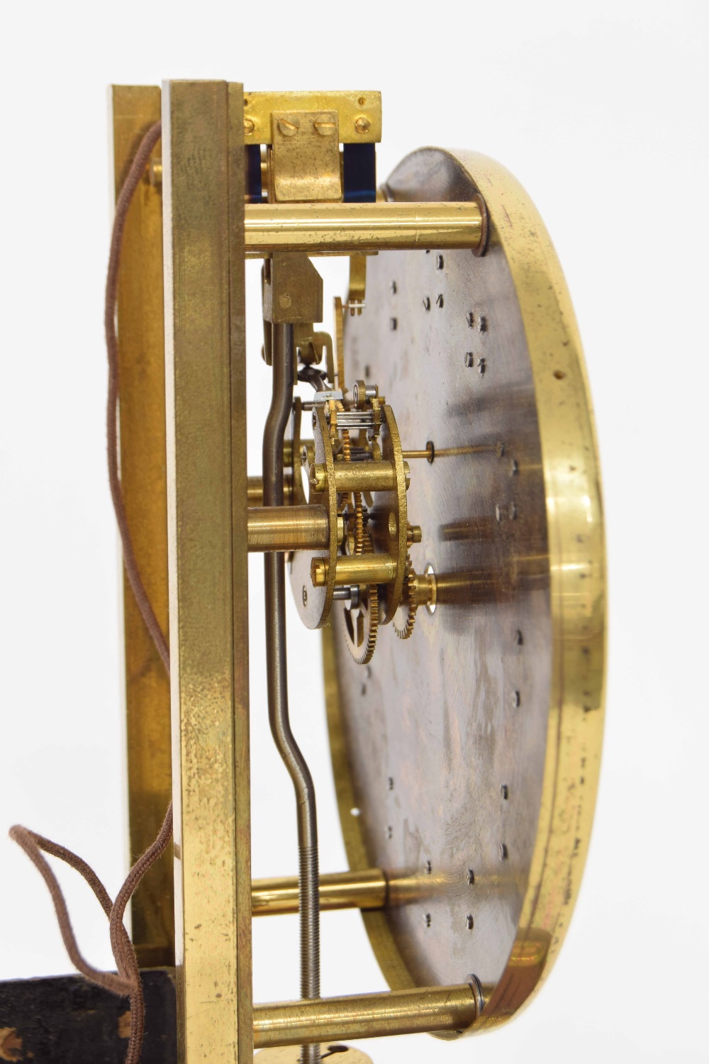 Ato electric mantel clock, the 4" silvered dial with subsidiary seconds dial, supported upon a - Image 2 of 3