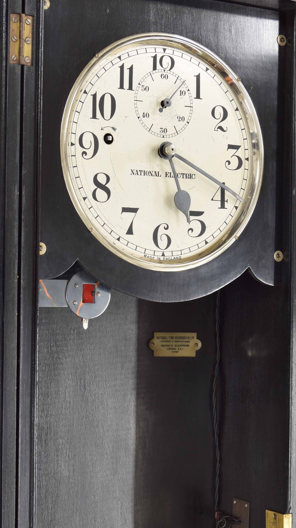 National electric master clock, the 9" silvered dial with subsidiary seconds dial, within an - Image 2 of 2