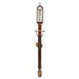 Good Scottish mahogany ship's stick barometer, signed William D. Hart Edinburgh on an arched plate