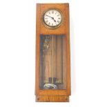 Rare GB/Silent Electric wall clock, the 4.5" cream dial within an oak glazed case, 28.5" high