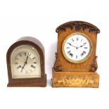 Walnut inlaid two train bracket clock, the W & H movement with outside countwheel striking on a