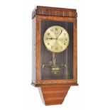 Rare French Bulle-Clock striking wall clock, the 6.5" gilt dial within an inlaid mahogany glazed cas