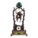 Good and unusual novelty French bronzed mantel clock/ barometer, the clock movement contained within