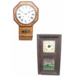 American rosewood drop dial wall clock, the 12" white dial within an octagonal surround with