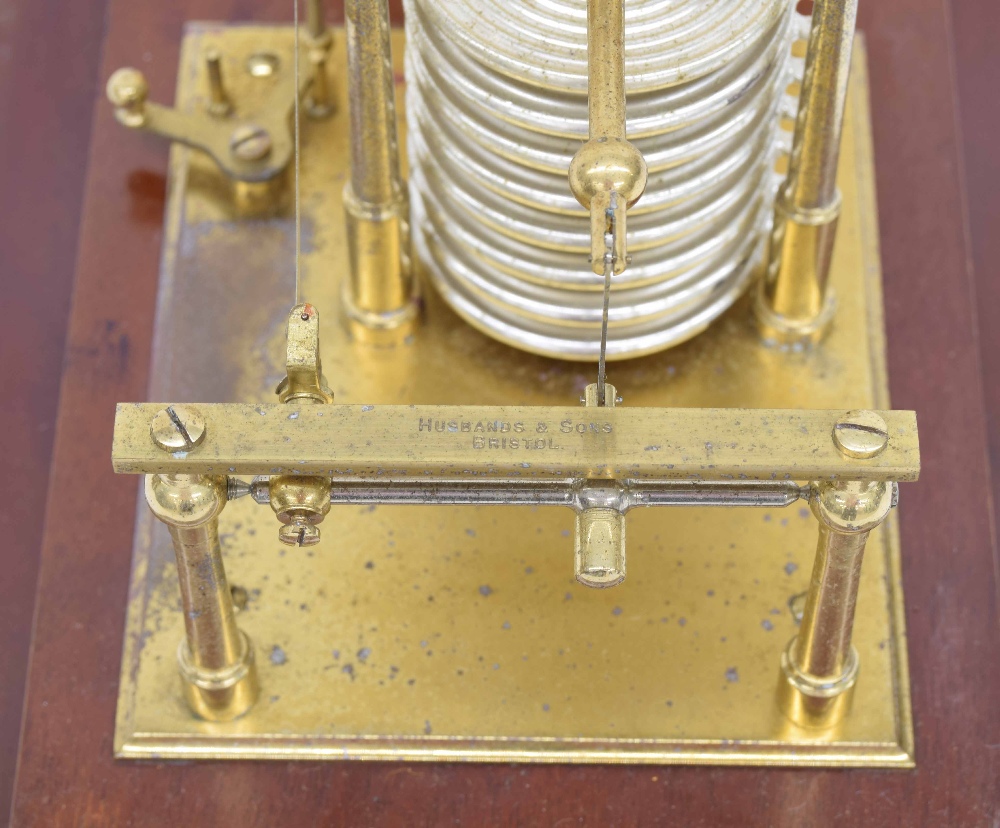 Mahogany barograph, within a bevelled glazed mahogany case with stepped plinth, 14.25" wide overall - Image 3 of 3