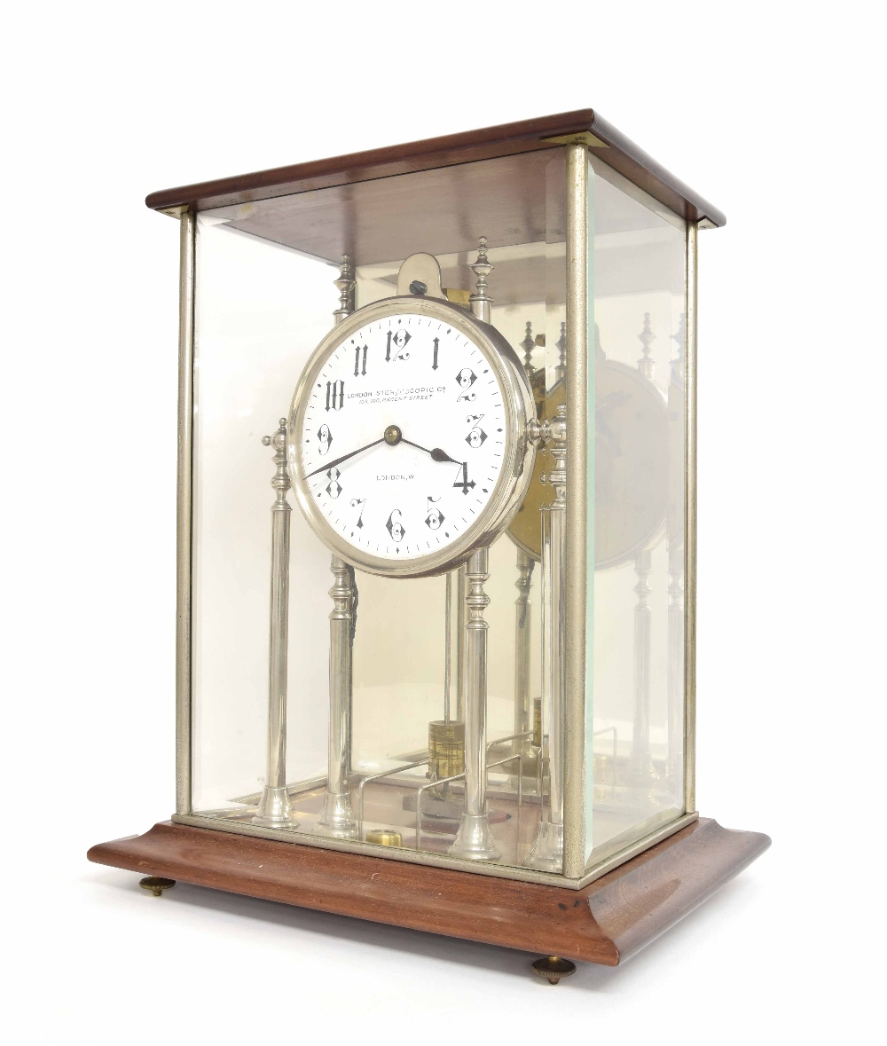 London Stereoscopic Co electric mantel clock, the 4.75" white dial signed London Stereoscopic Co,