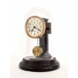 Small Poole electric mantel clock, the 3.25" silvered dial with subsidiary seconds dial, signed